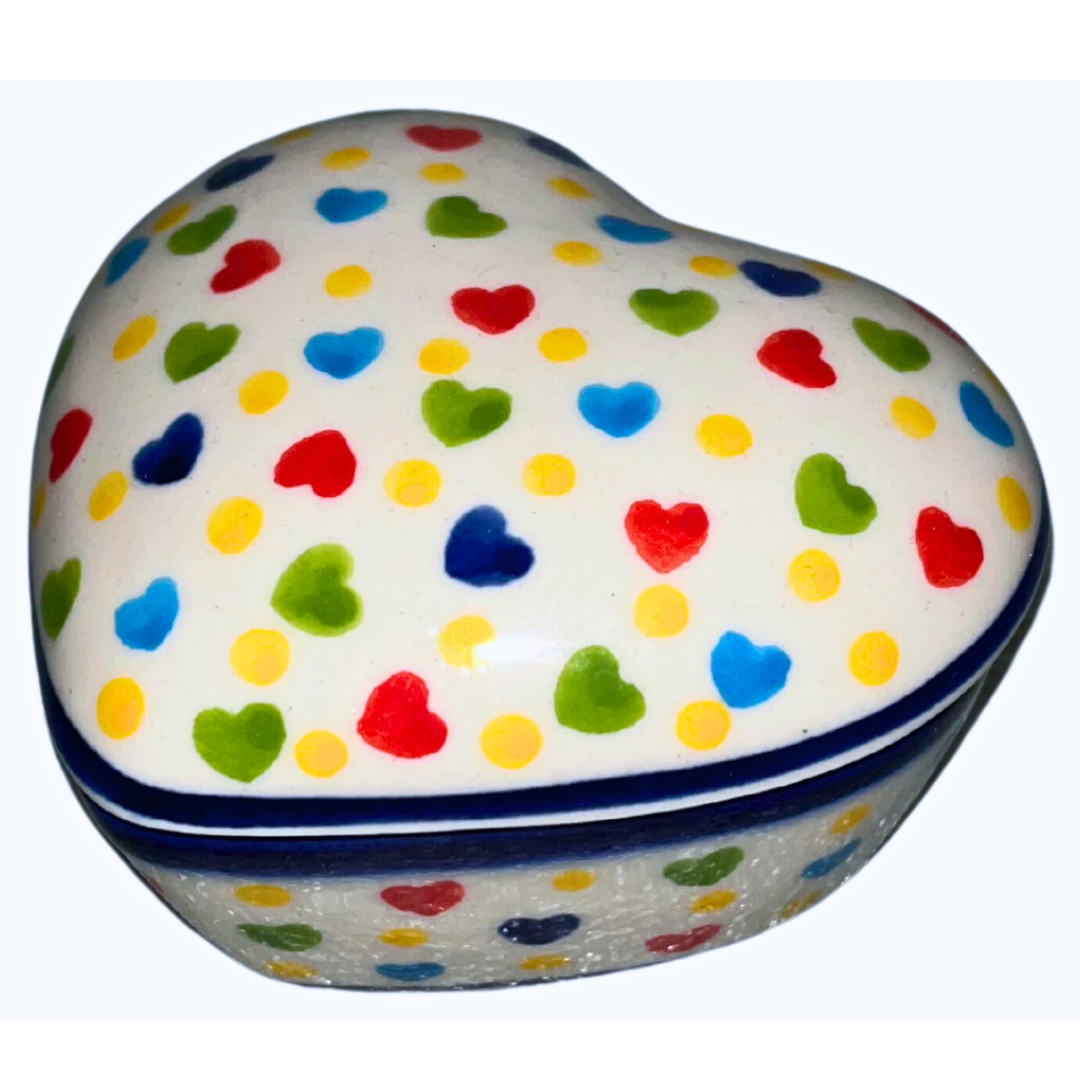 kalich polish pottery unikat heart bowl pink ruffle 755 - Polish